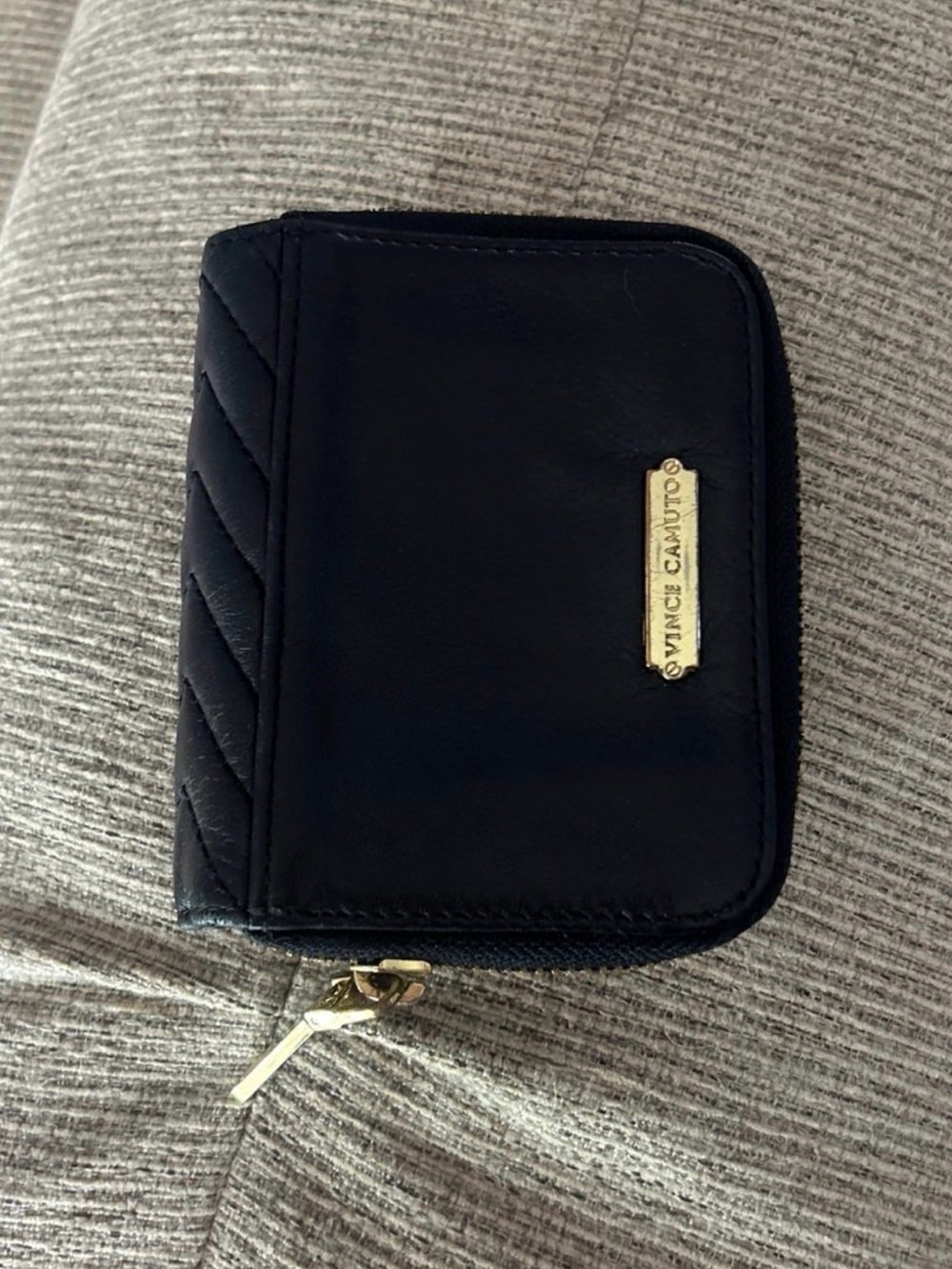 Vince Camuto Black Wallet with Gold Hardware